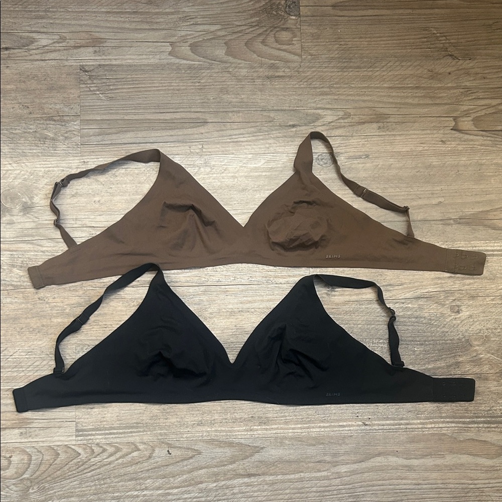 SKIMS Brown and Black Bralettes